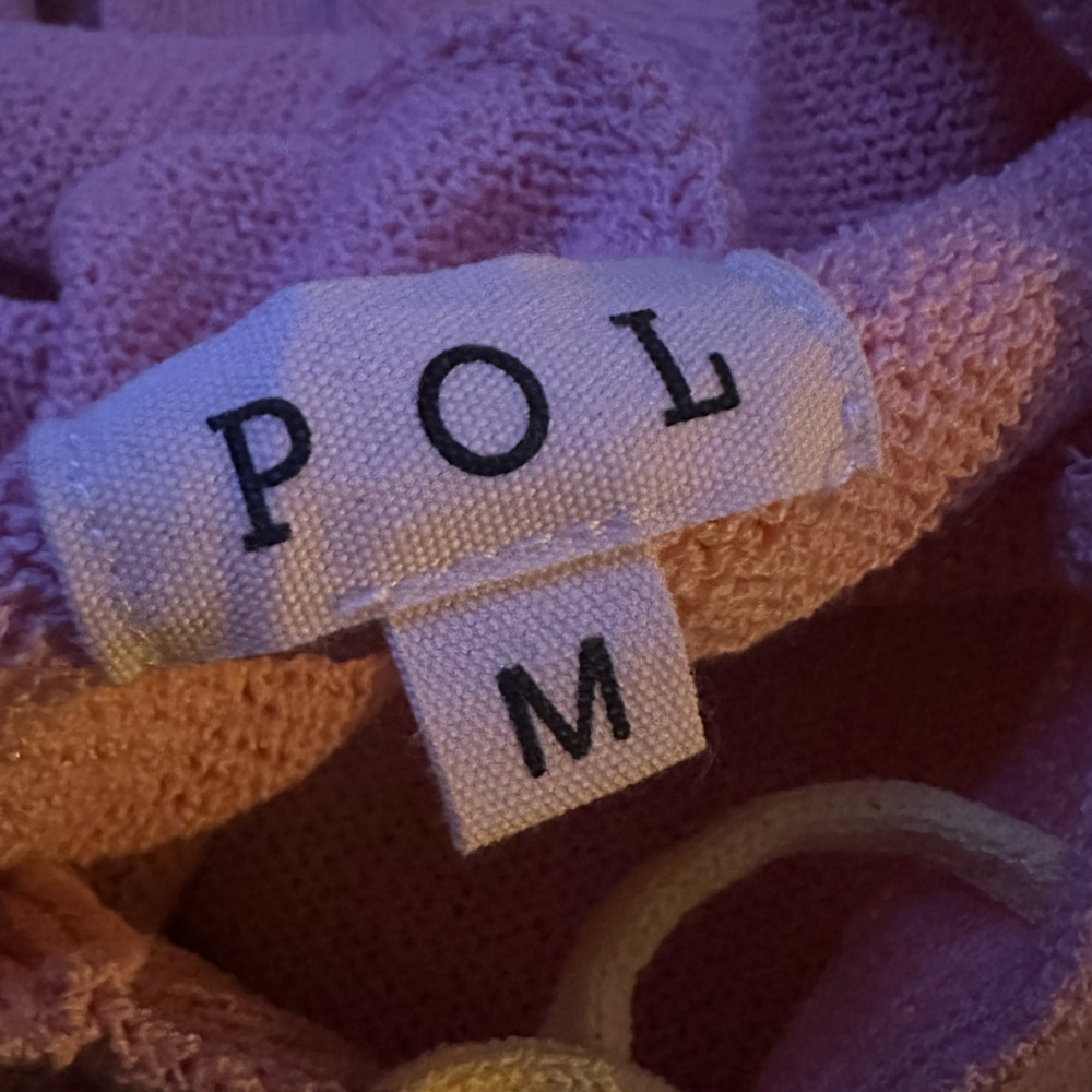 POL Light Pink Star Pattern Distressed Hoodie Sweater Size Medium - Picture 5 of 6
